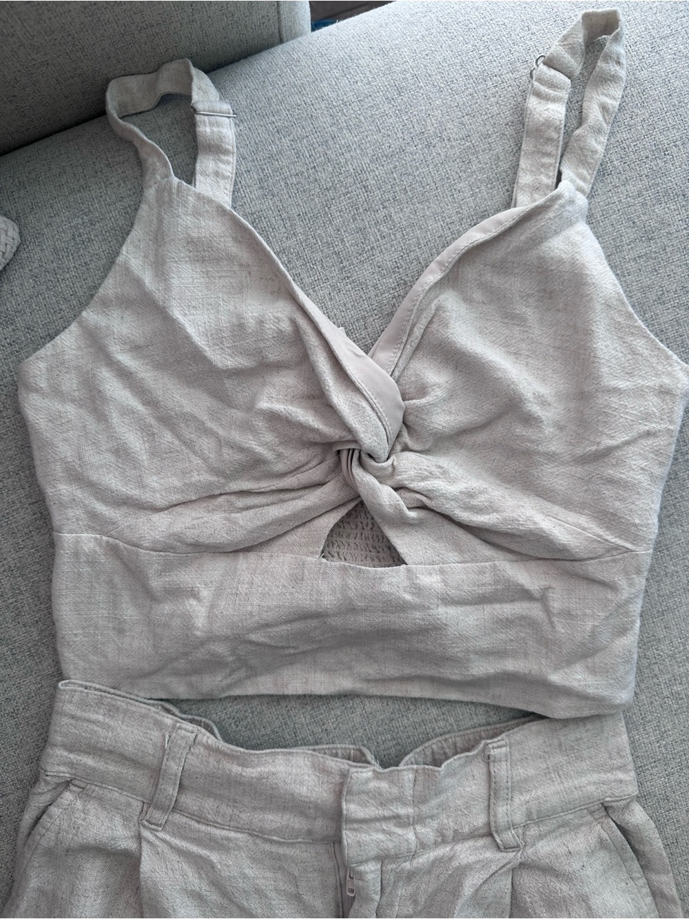 Gentle Fawn Women’s Knot Front Crop Top & Matching Wide Leg Trouser Set Sz XS